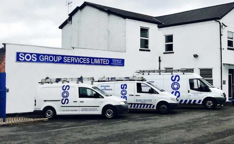SOS Group Services fleet of emergency drainage and water utility vans